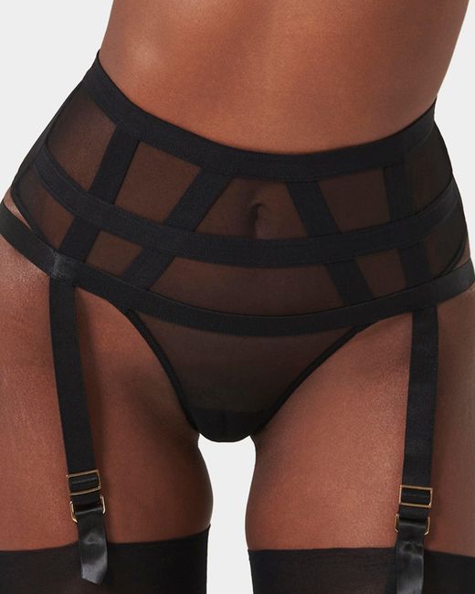 Bluebella Karolina Garter Belt Thong In Black