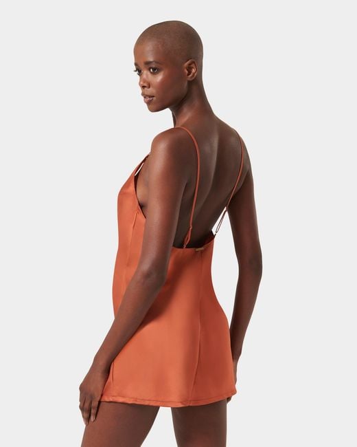 Bluebella Orange Clea Satin Chemise Baked Clay