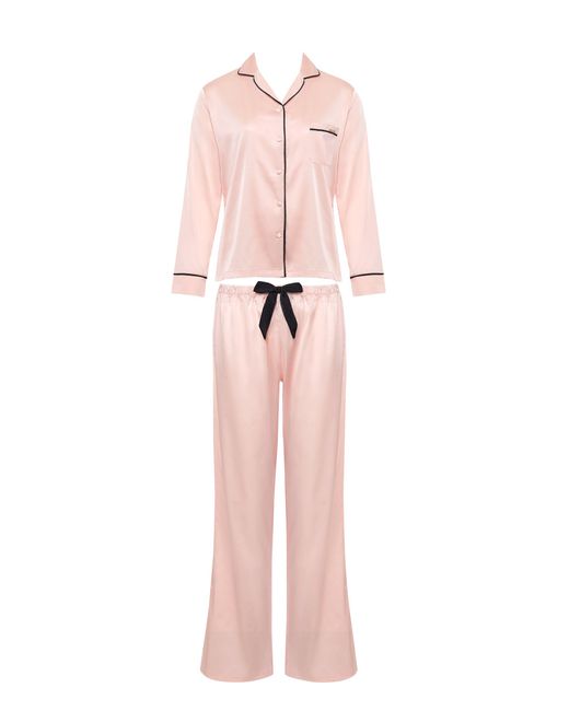 Bluebella Claudia Shirt And Trouser Set Pale Pink/black
