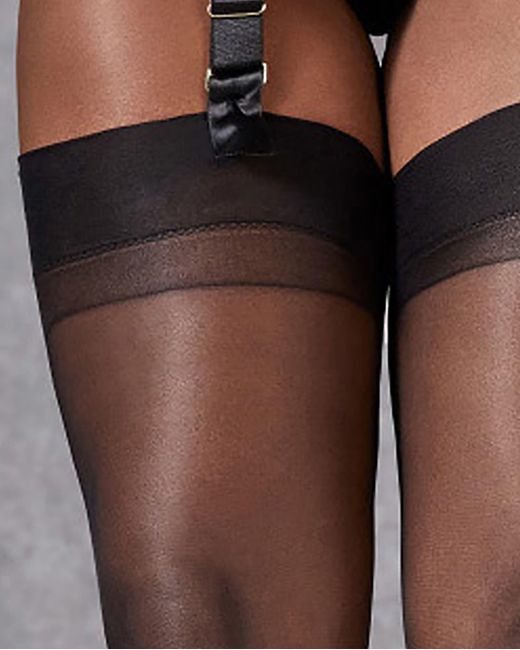 Bluebella White Plain Leg/plain Top Stockings Black