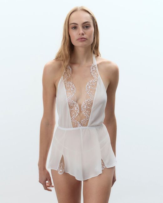 Bluebella White Marisa Chiffon Sheer Teddy