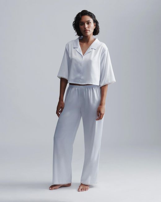 Bluebella White Pearl Luxury Satin Trousers/Pearl