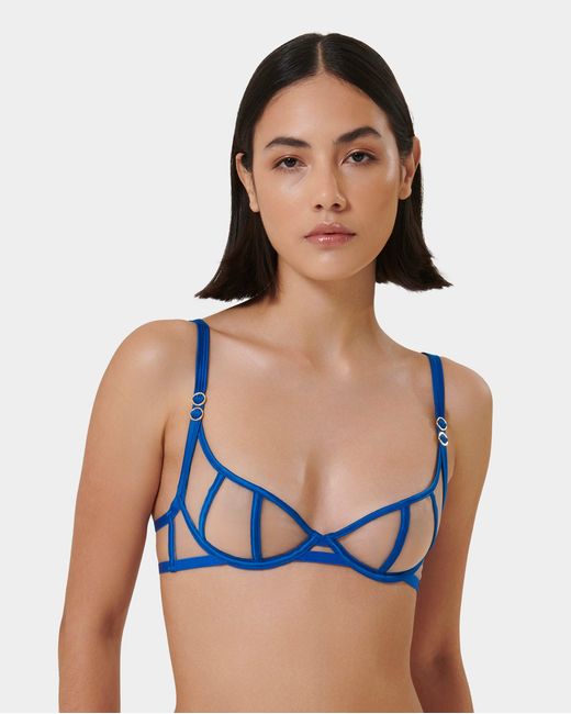 Bluebella Etta Sheer Strappy Bra Blue
