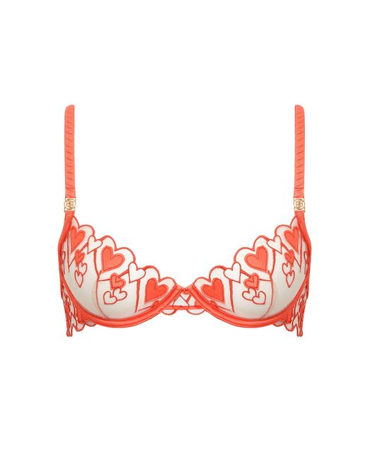 Bluebella Harlow Heart Embroidered Bra Coral