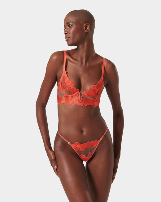 Bluebella Red Serenity Longline Bra Coral