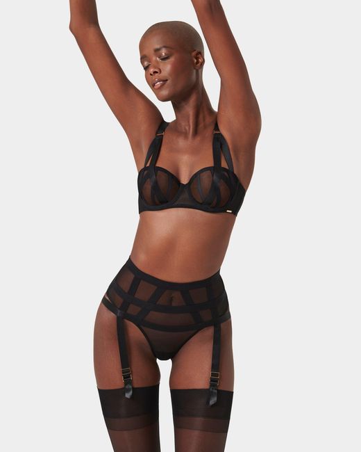 Bluebella Karolina Garter Belt Thong In Black
