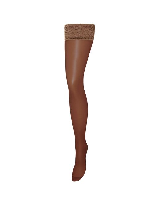 Bluebella White Plain Leg/lace Top Hold Ups Berry