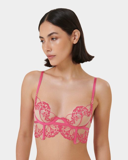 Bluebella Pink Marisa Embroidered Sheer Bra