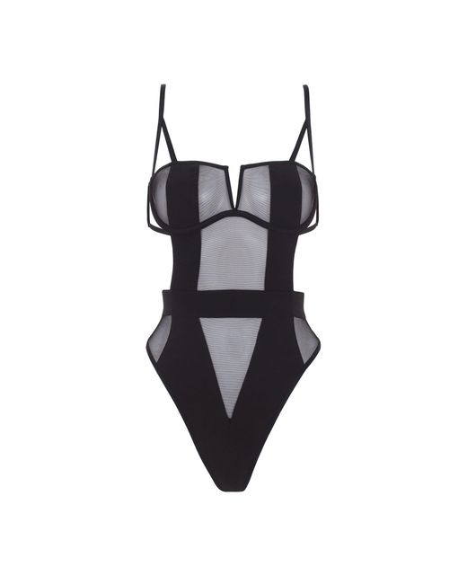 Bluebella Black Orla Sheer Mesh Bodysuit