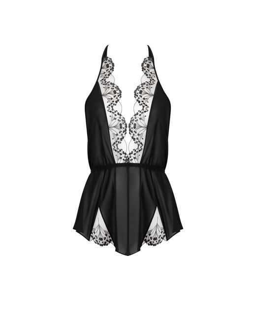 Bluebella Black Marisa Chiffon Sheer Teddy
