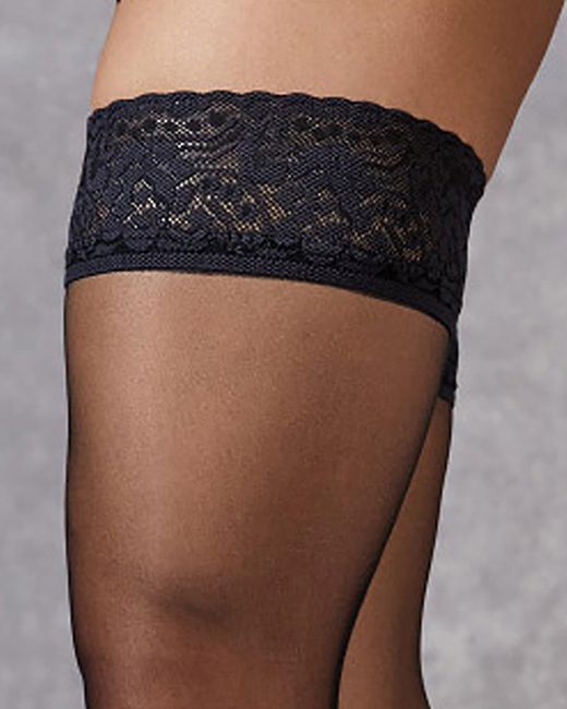 Bluebella White Plain Leg/lace Top Hold Ups Black