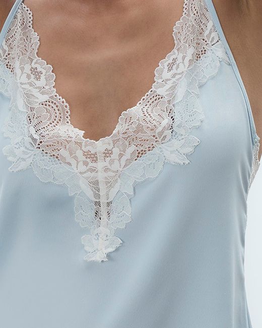 Bluebella Isabella Luxury Satin Short Chemise Ice Water Blue/white