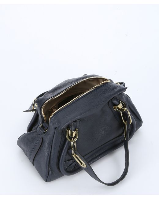 Chlo Navy Calfskin Small \u0026#39;paraty\u0026#39; Convertible Top Handle Bag in ...