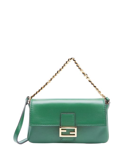 Fendi Green Leather Micro Baguette Shoulder Bag in Green - Save 32% | Lyst