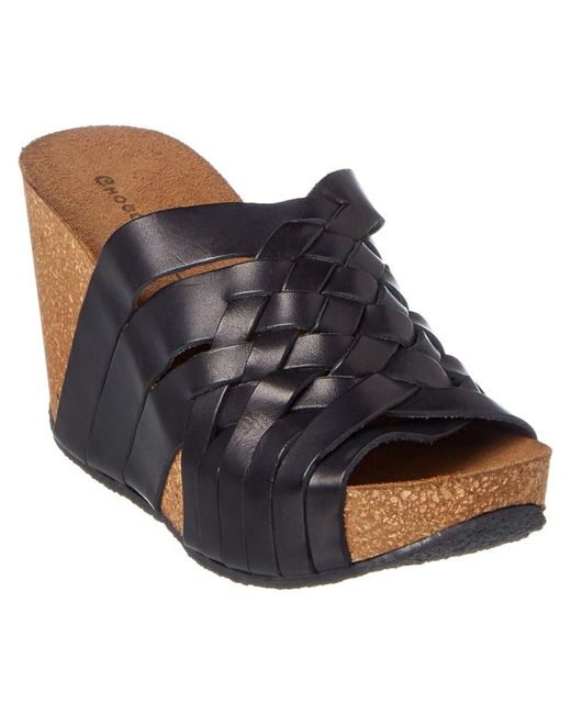 Chocolat blu Atlantic Leather Wedge Sandal in Black | Lyst