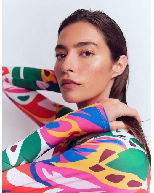 Boden Multicolor Rash Guard Swimsuit