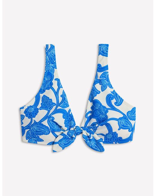 Boden Blue Tie Front Bikini Top