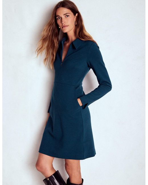 Boden Cam Zip-Up Ottoman Dress in Blue | Lyst