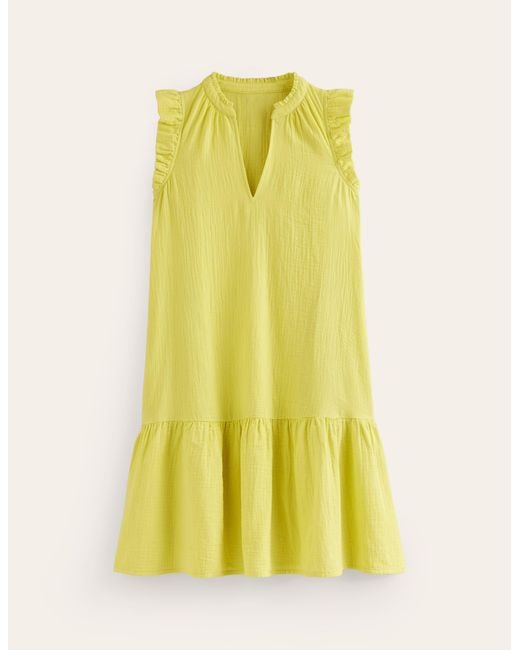 Boden Yellow Daisy Double Cloth Short Dress