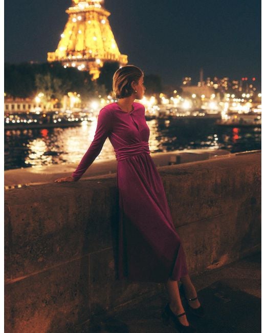 Boden Pink Tilda Velvet Midi Dress