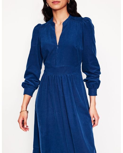 Boden Blue Zoe Zip Up Cord Midi Dress