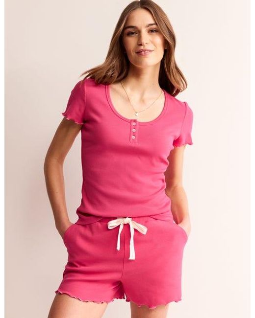 Haut de pyjama à col u et ourlet ondulé Boden en coloris Pink