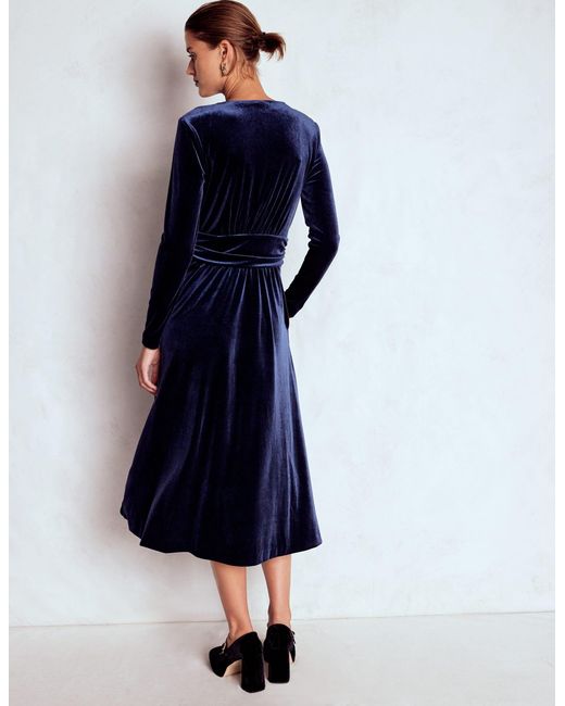 Boden Blue Tilda Velvet Midi Dress