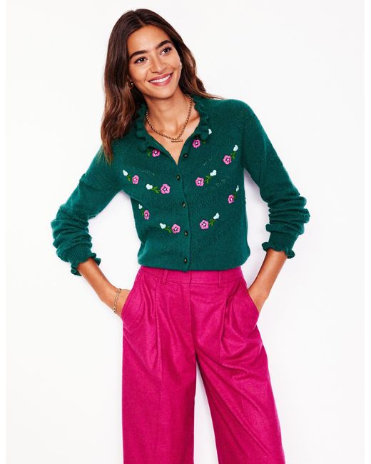 Boden Green Fae Bestickte Strickjacke