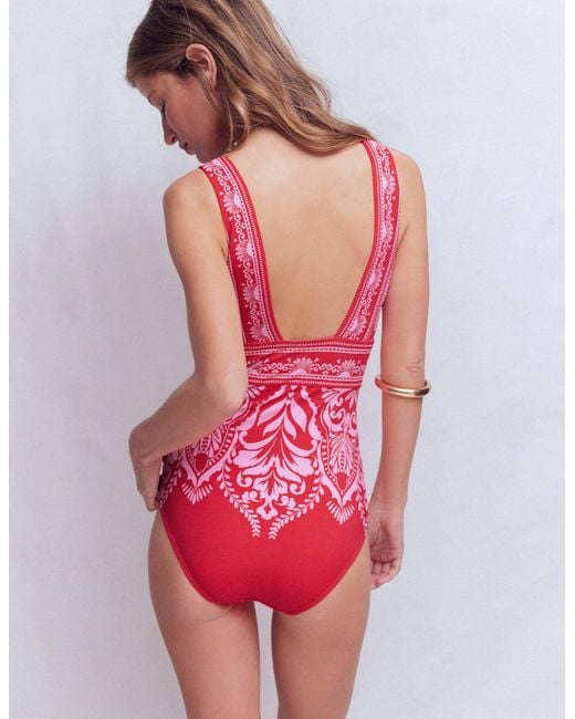 Boden Pink Porto V-Neck Swimsuit