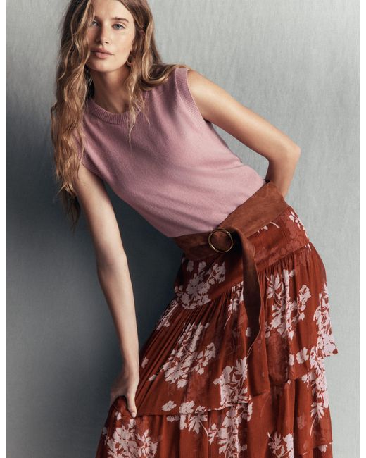 Boden Tiered Ruffle Midi Skirt
