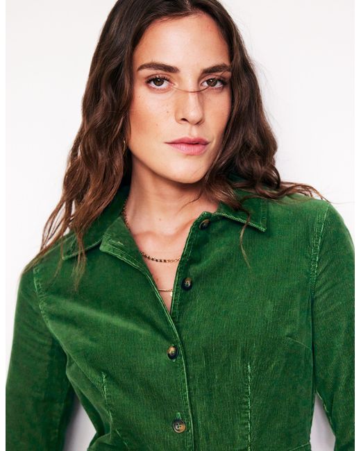 Boden Green Flora Cord Shirt Dress