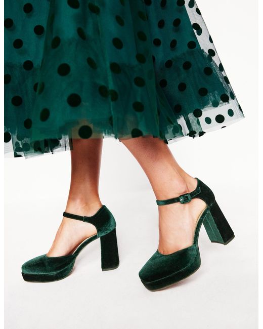Boden Closed Toe Platformsgreen Velvet
