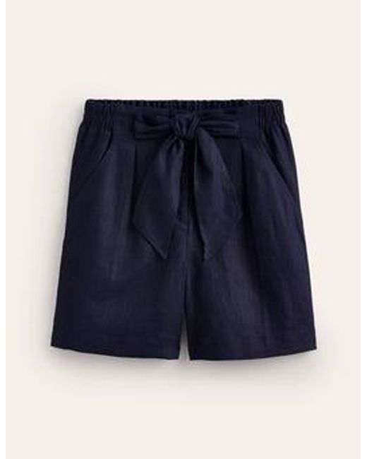 Boden Blue Tie Waist Linen Shorts