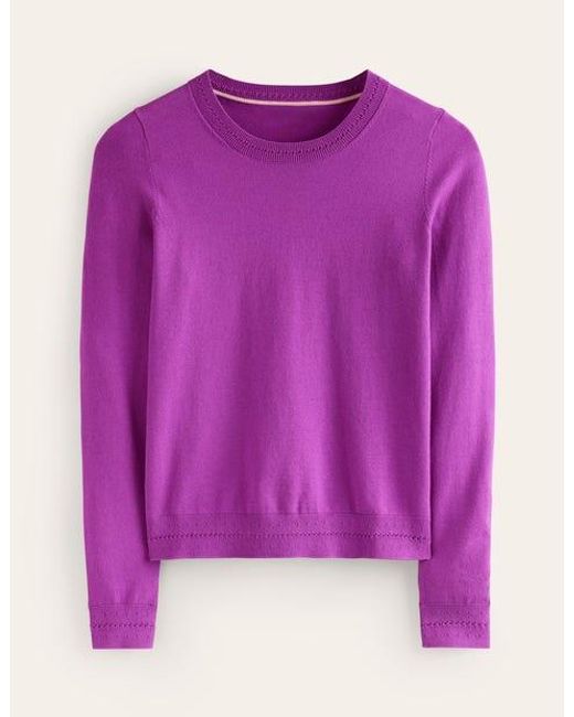 Boden Purple Catriona Baumwoll-Pullover Mit Rundhalsausschnitt Damen