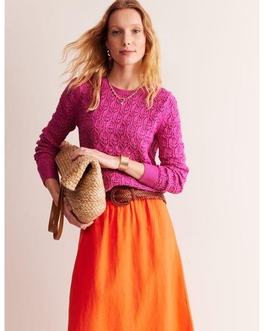 Pull en maille crochetée Boden en coloris Pink