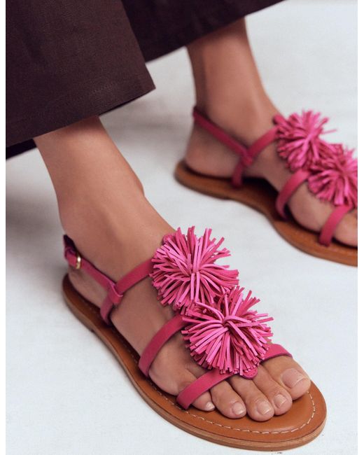 Boden Pink Pom Pom Flat Sandals