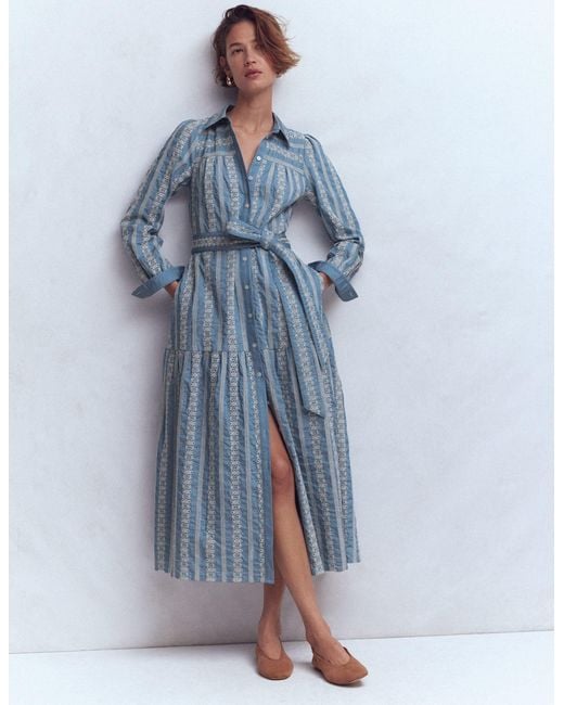 Boden Blue Ellie Cotton Maxi Shirt Dress