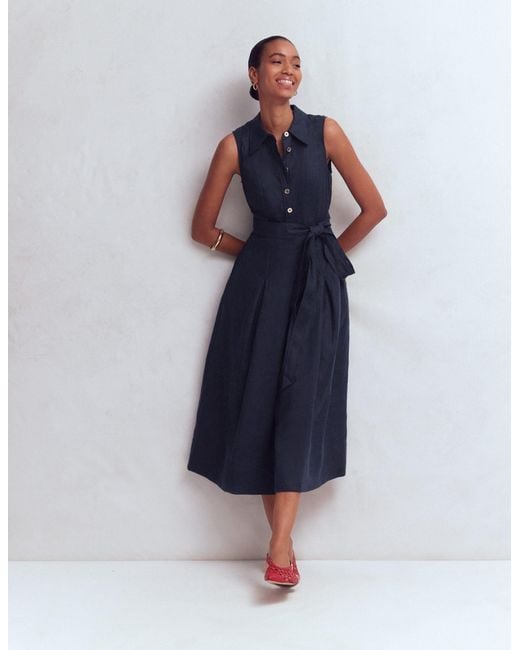 Boden Blue Belinda Linen Shirt Dress