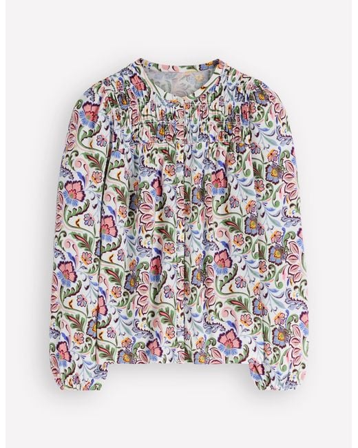 Boden Multicolor Mya Smocked Jersey Shirt