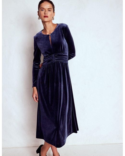 Boden Blue Tilda Velvet Midi Dress