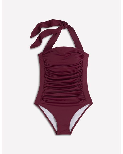 Boden Purple Kythira Ruched Swimsuit