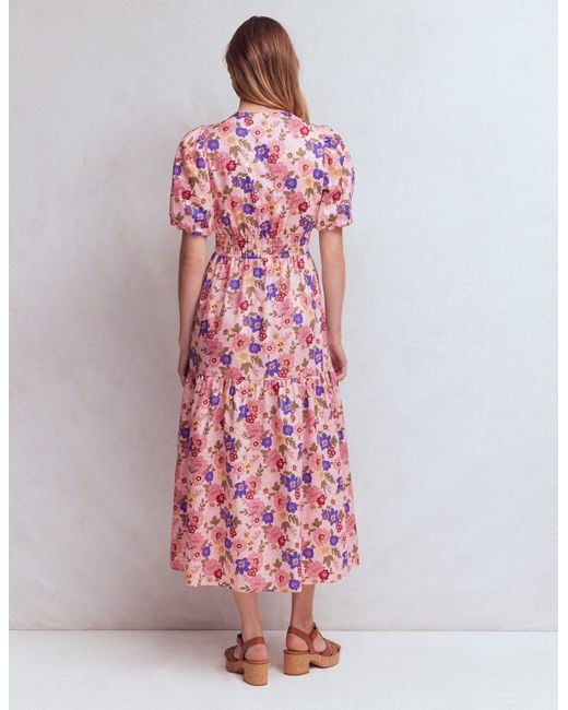 Boden Pink Irene Puff Sleeve Cotton Dress