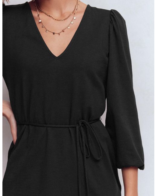 Boden Black Cary V-Neck Short Dress