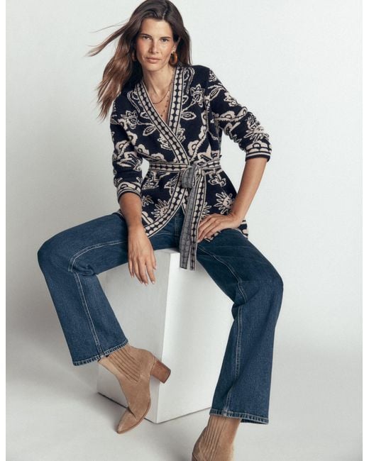 Boden Blue Belted Wrap Knitted Cardigan