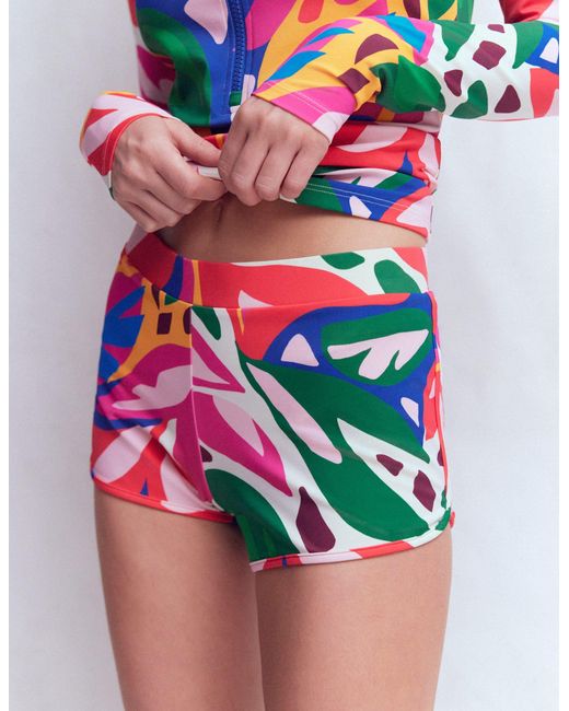 Boden White Rash Guard Swim Shorts