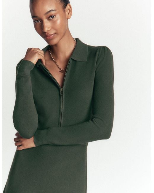 Boden Green Fiona Zip Front Knitted Dress