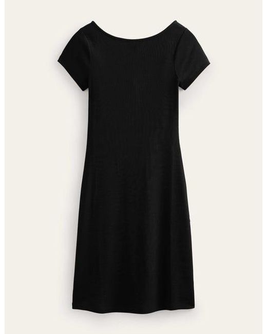 Boden Black Low-back Rib Jersey Mini Dress