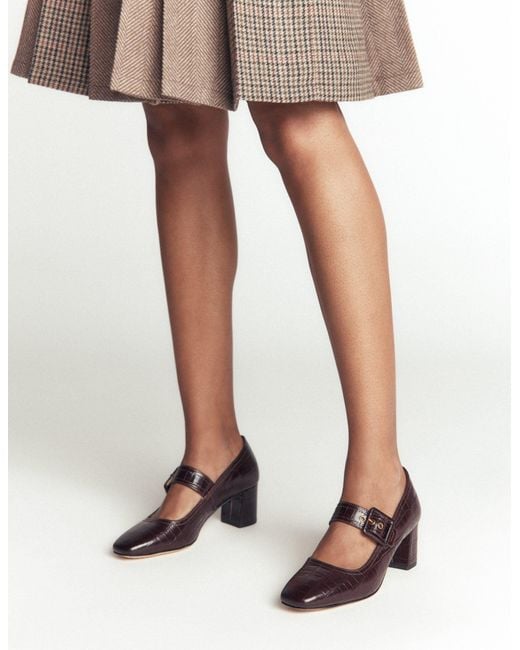 Boden Brown Buckle Strap Block Heels