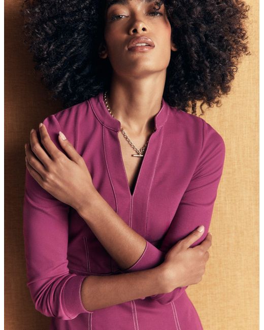 Boden Purple Alex Ponte Contrast Midi Dress