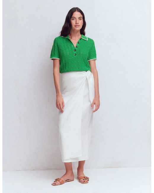 Boden Blue Dimitra Linen Column Skirt